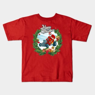 Santa driving A Hotrod Kids T-Shirt